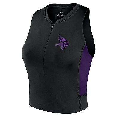 Women's Fanatics Signature Black Minnesota Vikings Studio Fitted Gym Tank Top