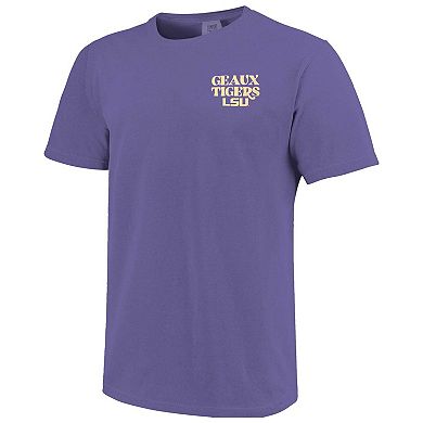 Women's Purple LSU Tigers Comfort Colors Checkered Mascot T-Shirt