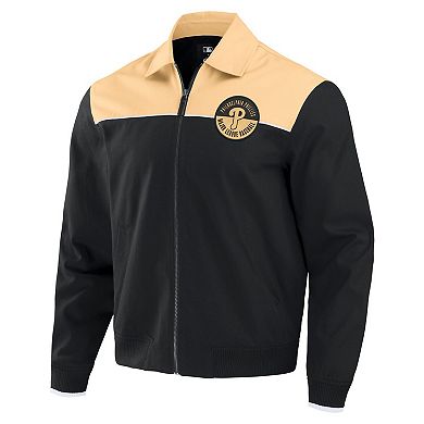 Men's Darius Rucker Collection by Fanatics Black/Tan Philadelphia Phillies Canvas Bomber Full-Zip Jacket