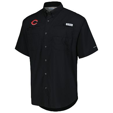 Men's Columbia Black Cincinnati Reds Tamiami Omni-Shade Button-Down Shirt
