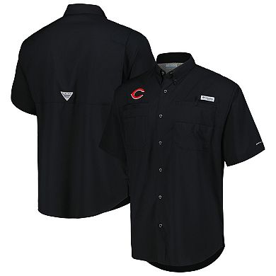 Men's Columbia Black Cincinnati Reds Tamiami Omni-Shade Button-Down Shirt