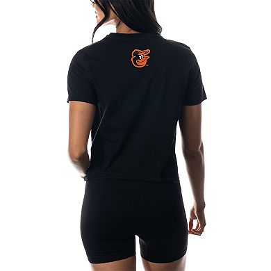 Women's The Wild Collective Black Baltimore Orioles Twist Front T-Shirt