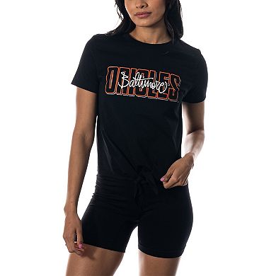 Women's The Wild Collective Black Baltimore Orioles Twist Front T-Shirt