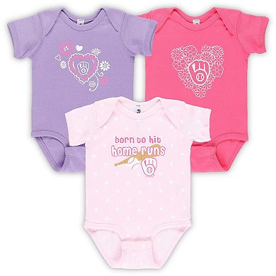 Infant Soft as a Grape Milwaukee Brewers 3-Pack Bodysuit Set