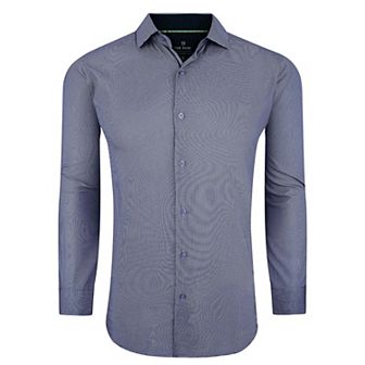 Tom Baine Slim Fit Performance Long Sleeve Mini Plaid Button Down
