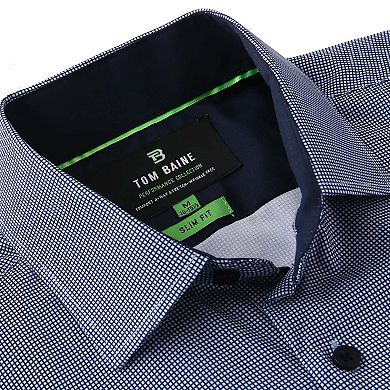 Tom Baine Slim Fit Performance Long Sleeve Mini Plaid Button Down