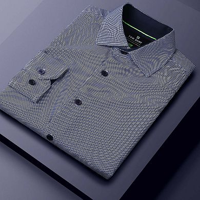 Tom Baine Slim Fit Performance Long Sleeve Mini Plaid Button Down