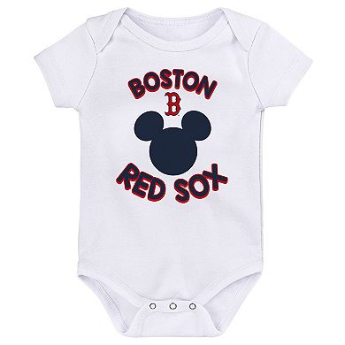 Newborn & Infant Mickey Mouse Boston Red Sox Three-Pack Winning Team Bodysuit Set