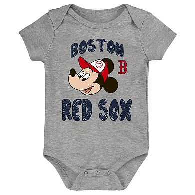 Newborn & Infant Mickey Mouse Boston Red Sox Three-Pack Winning Team Bodysuit Set