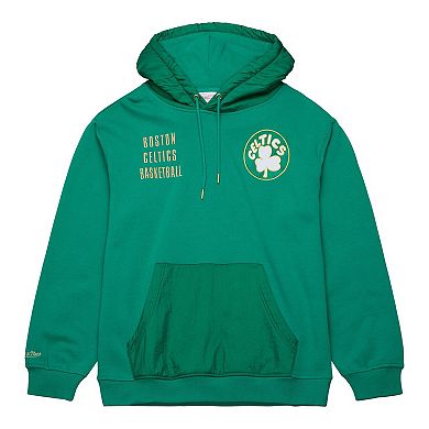 Men's Mitchell & Ness Kelly Green Boston Celtics  Team OG 2.0 Vintage Logo Fleece Pullover Hoodie