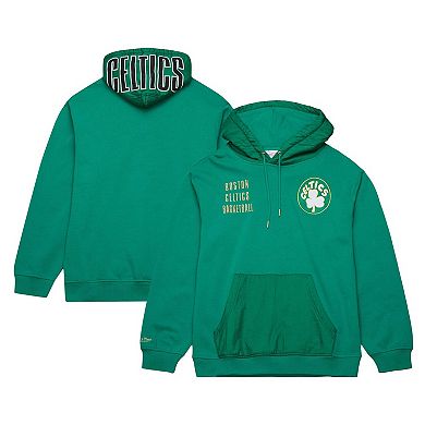 Men's Mitchell & Ness Kelly Green Boston Celtics Team OG 2.0 Vintage Logo Fleece Pullover Hoodie