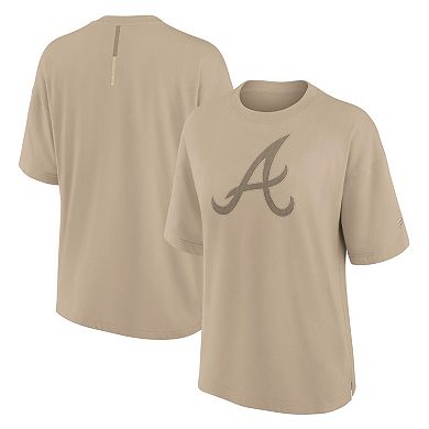 Women's Fanatics Signature Khaki Atlanta Braves Elements Oversized T-Shirt