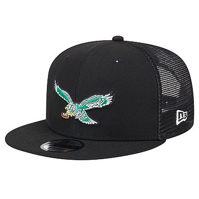 Men's New Era Black Philadelphia Eagles Main Trucker 9FIFTY Snapback Hat