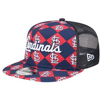 Men's New Era Navy St. Louis Cardinals Seeing Diamonds A-Frame Trucker 9FIFTY Snapback Hat
