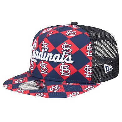 Men's New Era Navy St. Louis Cardinals Seeing Diamonds A-Frame Trucker 9FIFTY Snapback Hat
