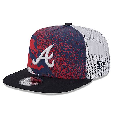 Men's New Era Navy Atlanta Braves Court Sport 9FIFTY Snapback Hat