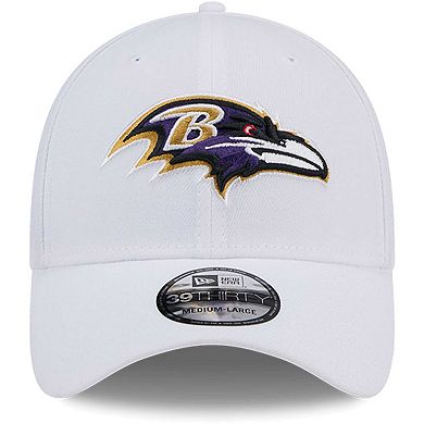 Men's New Era White Baltimore Ravens Main 39THIRTY Flex Hat