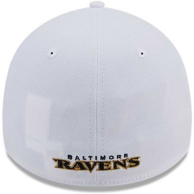 Men's New Era White Baltimore Ravens Main 39THIRTY Flex Hat