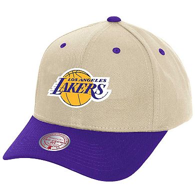Men's Mitchell & Ness Cream Los Angeles Lakers Game On Two-Tone Pro Crown Adjustable Hat