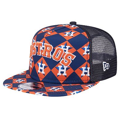 Men's New Era Navy Houston Astros Seeing Diamonds A-Frame Trucker 9FIFTY Snapback Hat
