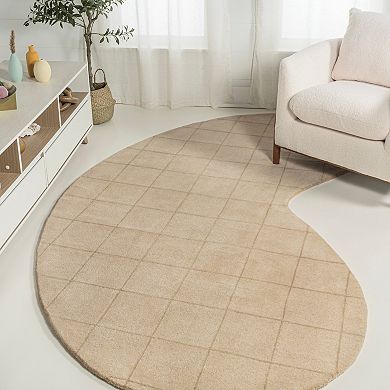 Retro Bohemian Abstract Striped Handwoven Wool Area Rug