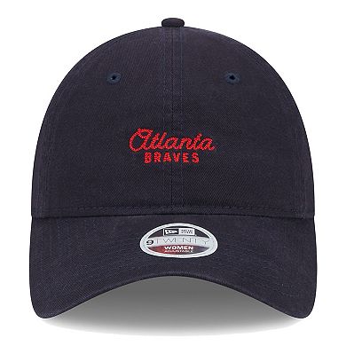 Women's New Era Navy Atlanta Braves Script 9TWENTY Adjustable Hat