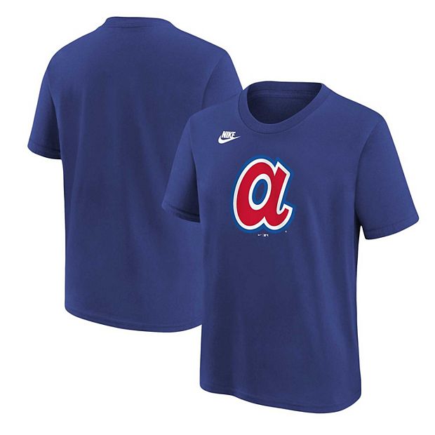Youth Nike Royal Atlanta Braves Cooperstown Collection Team Logo T Shirt