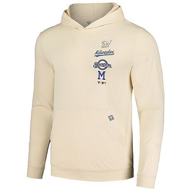 Men's Levelwear Cream Milwaukee Brewers Base Line Pullover Hoodie