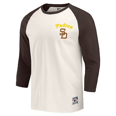 Men's Darius Rucker Collection by Fanatics Brown/White San Diego Padres Cooperstown Collection Raglan 3/4-Sleeve T-Shirt