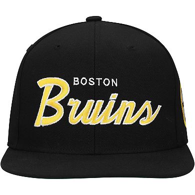 Men's Mitchell & Ness Black Boston Bruins Core Team Script 2.0 Snapback Hat