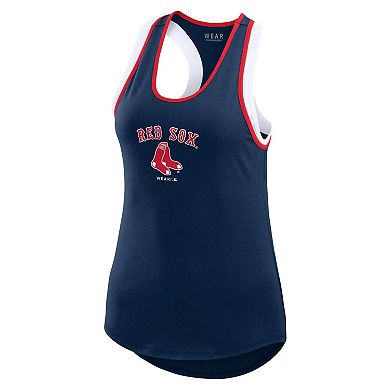 Women's WEAR by Erin Andrews Navy Boston Red Sox Colorblock Racerback Tank Top