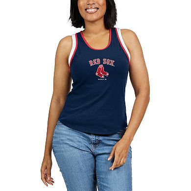 Women's WEAR by Erin Andrews Navy Boston Red Sox Colorblock Racerback Tank Top