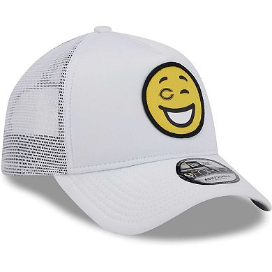 Men's New Era White Chicago Bears Happy A-Frame Trucker 9FORTY Snapback Hat