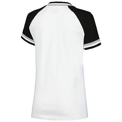 Women's New Era White Chicago White Sox Jersey Double Binding Raglan V-Neck T-Shirt