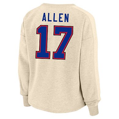 Women's Fanatics Branded Josh Allen Oatmeal Buffalo Bills Plus Size Name & Number Crew Pullover Sweatshirt
