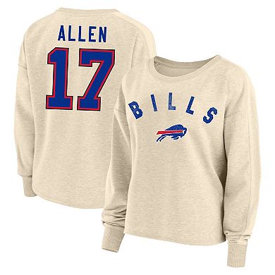 Women's Fanatics Branded Josh Allen Oatmeal Buffalo Bills Plus Size Name & Number Crew Pullover Sweatshirt