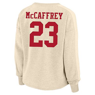 Women's Fanatics Branded Christian McCaffrey Oatmeal San Francisco 49ers Plus Size Name & Number Crew Pullover Sweatshirt