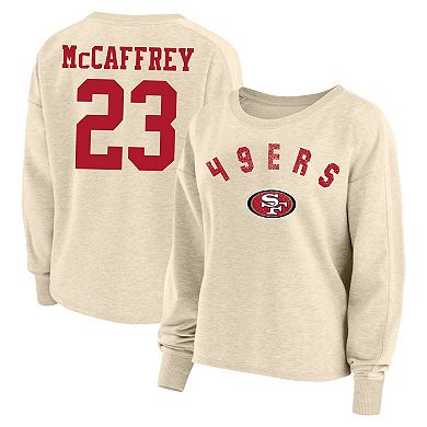 Women's Fanatics Branded Christian McCaffrey Oatmeal San Francisco 49ers Plus Size Name & Number Crew Pullover Sweatshirt