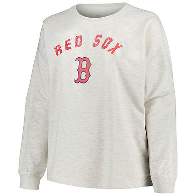Women's Profile Oatmeal Boston Red Sox Plus Size French Terry Pullover Sweatshirt