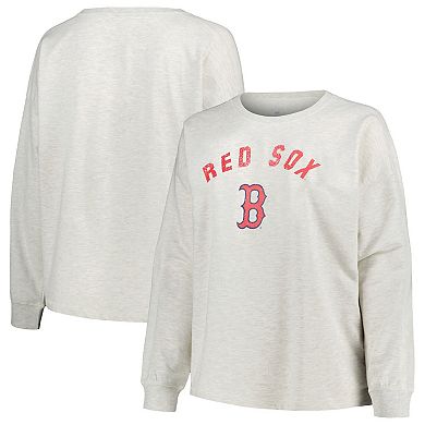 Women's Profile Oatmeal Boston Red Sox Plus Size French Terry Pullover ...