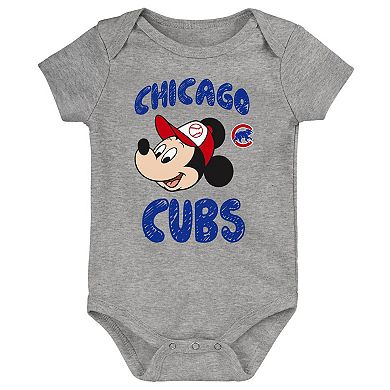 Newborn & Infant Mickey Mouse Chicago Cubs Three-Pack Winning Team Bodysuit Set