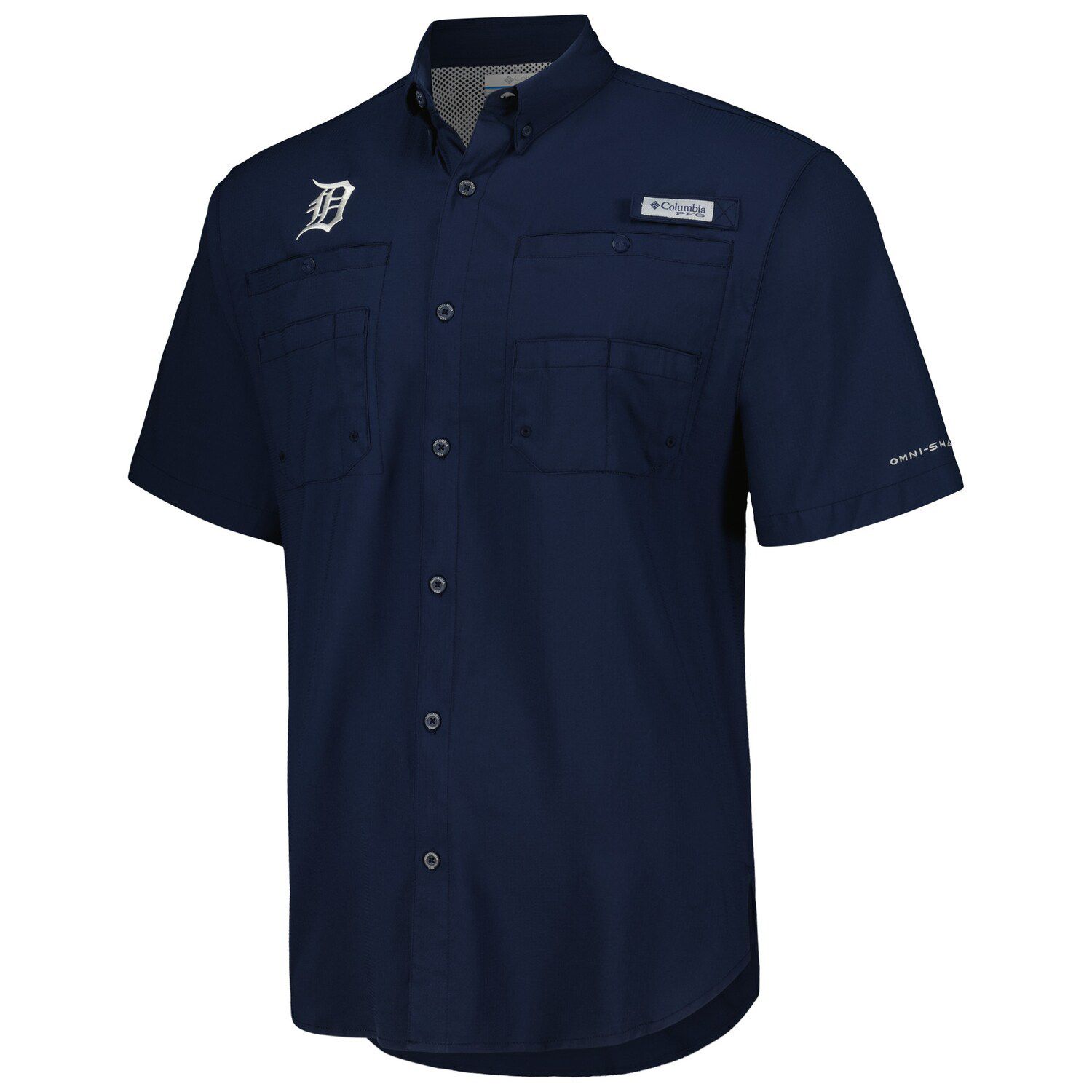 Chemise SS homme neuve Detroit Tigers orange Columbia PFG Tamiami Omni
