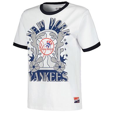 Women's New Era White New York Yankees Oversized Ringer T-Shirt