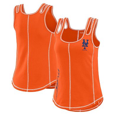 Women's WEAR by Erin Andrews Orange New York Mets Contrast Stitch Tank Top