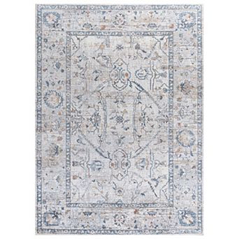 Brandy Rustic Border Low-pile Machine-washable Area Rug