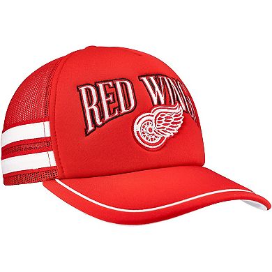 Men's '47 Red Detroit Red Wings Sideband Stripes Trucker Snapback Hat