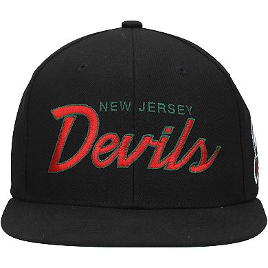 Men's Mitchell & Ness Black New Jersey Devils Core Team Script 2.0 Snapback Hat