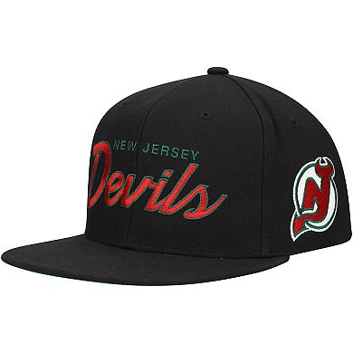 Men's Mitchell & Ness Black New Jersey Devils Core Team Script 2.0 Snapback Hat