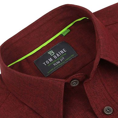 Tom Baine Slim Fit Performance Long Sleeve Soild Button Down