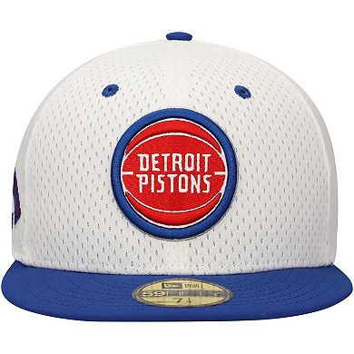 Men's New Era White/Blue Detroit Pistons Throwback 2Tone 59FIFTY Fitted Hat